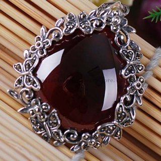 Thai Silver Garnet Pendant Thai Tribe Charming Pendant